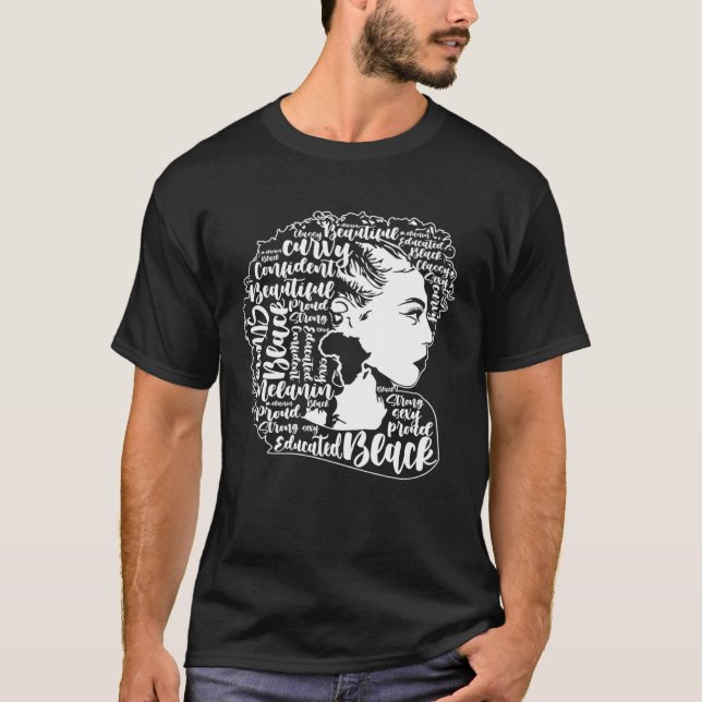 Black Woman Afro Black Pride Black History Month T Shirt (Framsida)