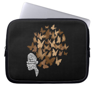 Black Woman Afro Butterfly Black History Month Laptop Fodral