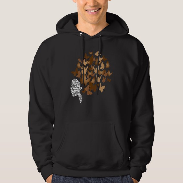 Black Woman Afro Butterfly Cool Black History Mont Hoodie (Framsida)