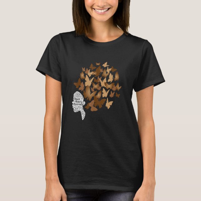 Black Woman Afro Butterfly Cool Black History Mont T Shirt (Framsida)