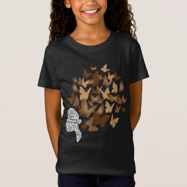Black Woman Afro Butterfly Coola Black History Mon T Shirt (Framsida)
