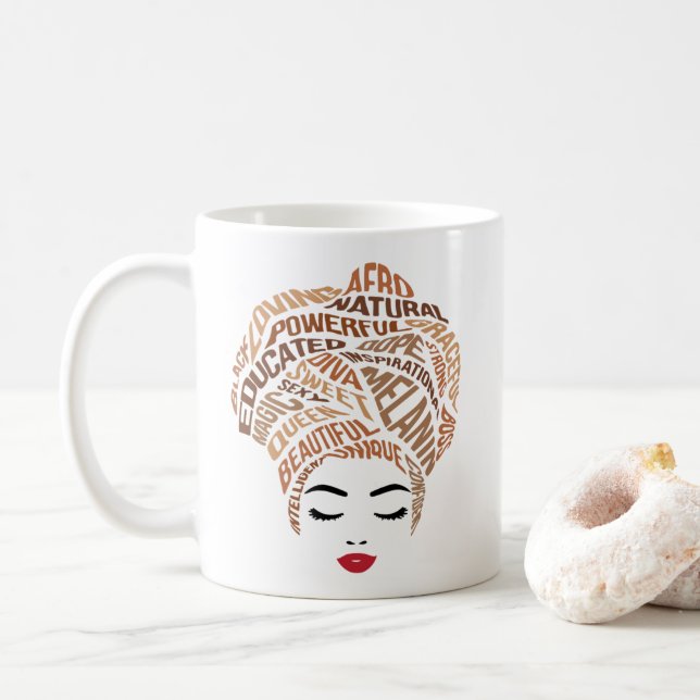 Black Woman Afro Girl African Kaffemugg (Med munk)