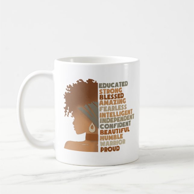 Black Woman Afro Girl Kaffemugg (Vänster)
