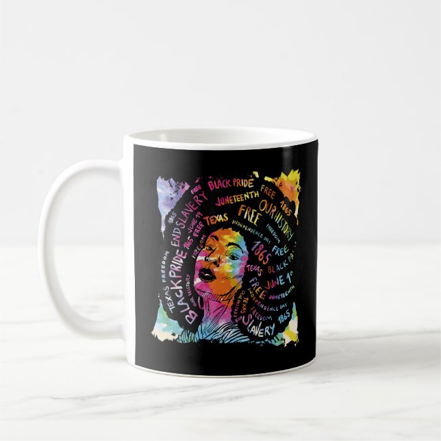 Black Woman Afro Melanin Pride Black History Month Kaffemugg (Vänster)