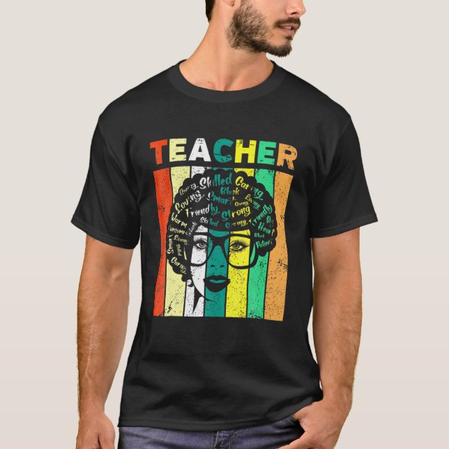 Black Woman Afro Melanin Teacher Black History Jun T Shirt (Framsida)