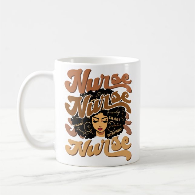 Black Woman Afro Nurse African American Nurse Kaffemugg (Vänster)