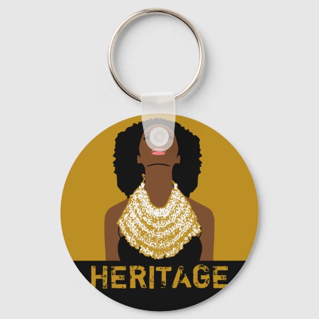 Black Woman Afro Tribal Necklace AFRICAN Heritage Nyckelring (Framsida)