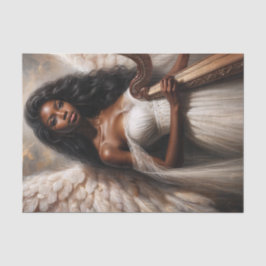 Black Woman Angel Holding Harp