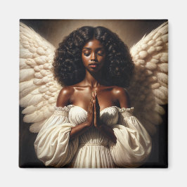 Black Woman Angel Praying Magnet