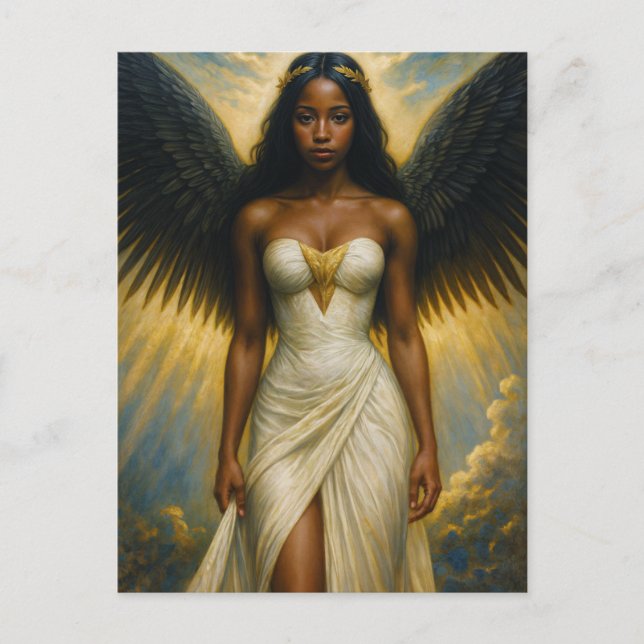 Black Woman Angel With Grecian Aesthetic Vykort (Framsida)