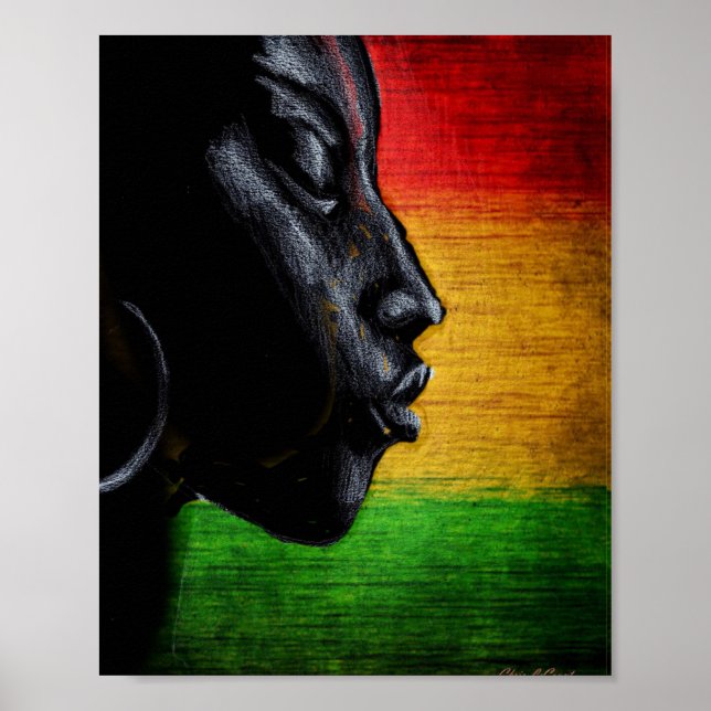 Black Woman Art with Afrocentric Färg Poster (Framsidan)