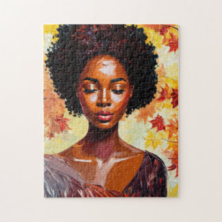 Black Woman Autumn Afro Art Pussel