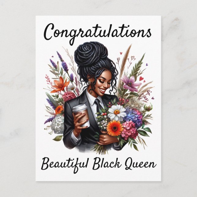 Black woman birthday card helg vykort (Framsida)