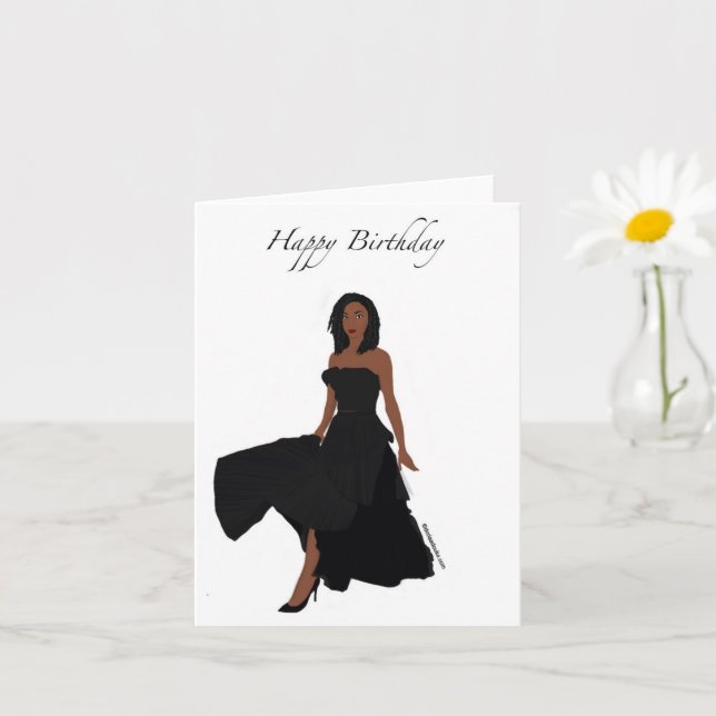 Black Woman Birthday Card Kort (Liten växt)