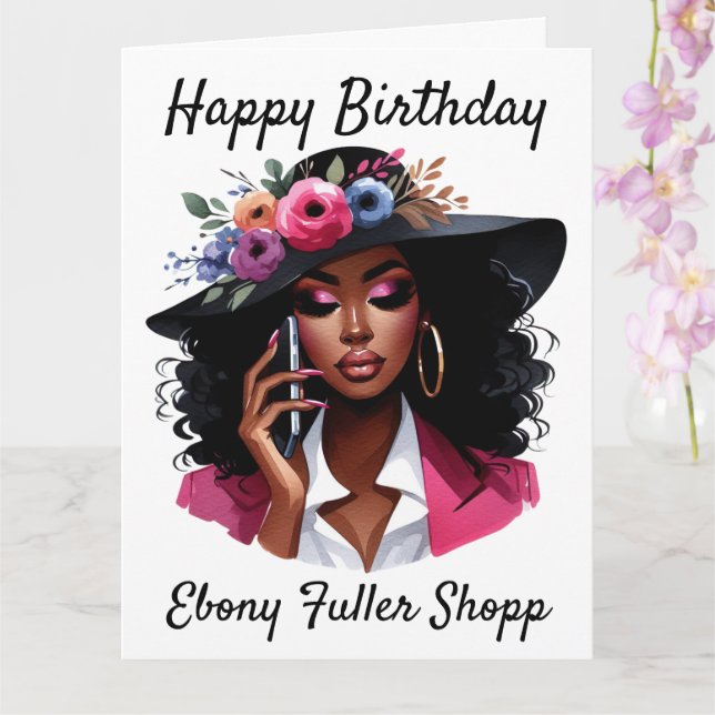 Black woman birthday card kort (Orkide)