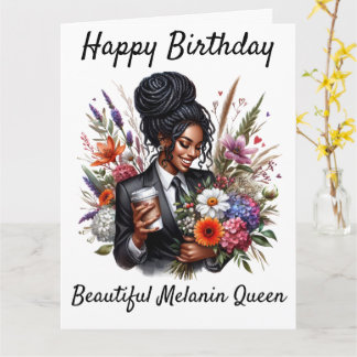 Black woman birthday card kort
