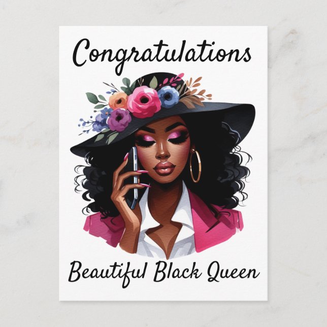 Black woman birthday card vykort (Framsida)