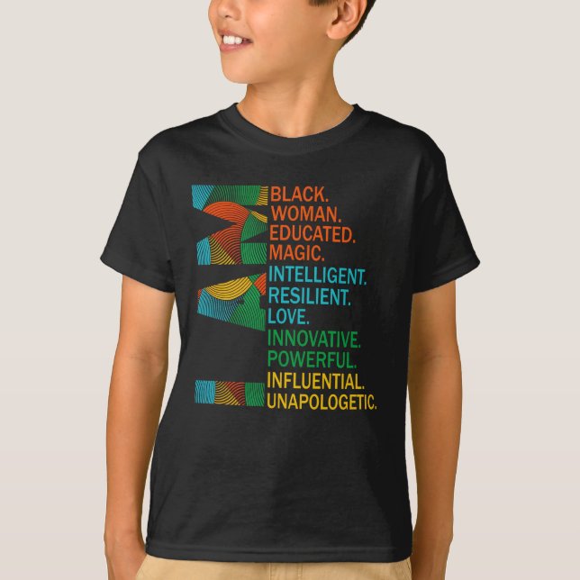 Black Woman Black History Month Educated Black T Shirt (Framsida)