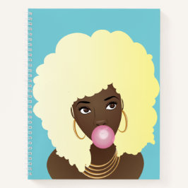 Black Woman, Blonde Afro, Popping Rosa Bubblegum