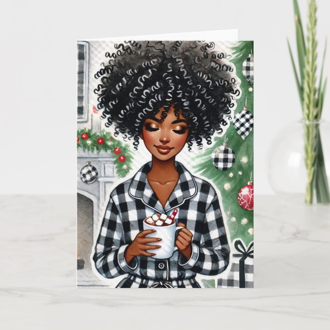 Black Woman Christmas Card | Black Greeting Card  Kort (Framsida)