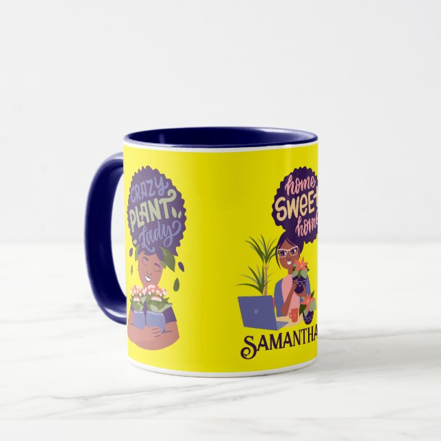 Black Woman Crazy Plant Dam, Home Sweet Home Mugg (Framsida vänster)