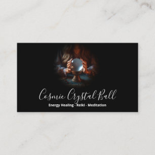 Black Woman Crystal boll Energy Reiki Meditation Visitkort