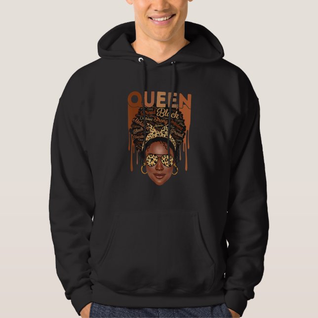 Black Woman Educated Strong Melanin Queen African  Hoodie (Framsida)