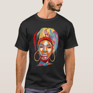 Black Woman Färg Art Black History BHM African T Shirt