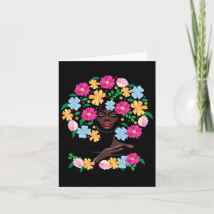 Black Woman Flower Hair Afro Girl Black History Ju Kort