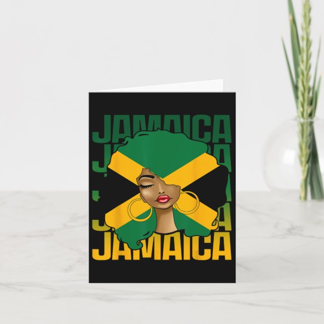 Black Woman Girl Lycklig Independence day Jamaica Kort (Framsida)