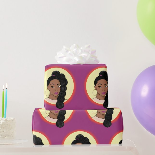 Black Woman, Glowing Beauty, Puff Ponytail Presentpapper (Festgåvor)