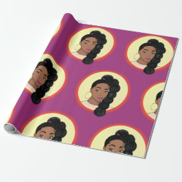 Black Woman, Glowing Beauty, Puff Ponytail Presentpapper