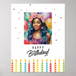 Black Woman Grattis på födelsedagen Multifärgad Poster