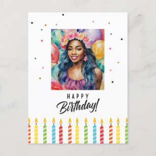 Black Woman Grattis på födelsedagen Multifärgad Vykort