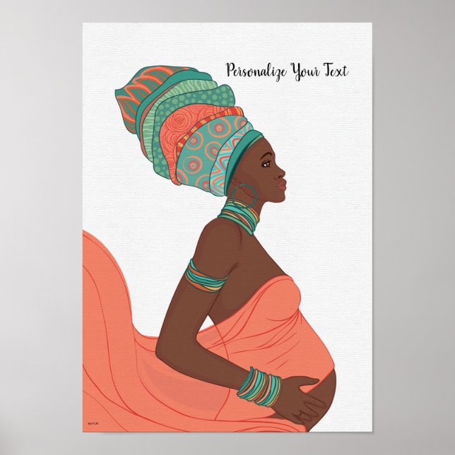 Black Woman Gravid Wall Art Poster (Framsidan)