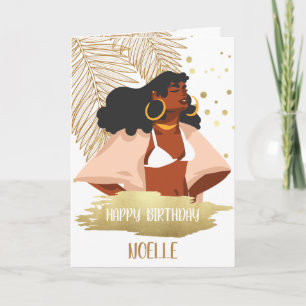 Black Woman, Guld Tropical Löv, födelsedagen Kort