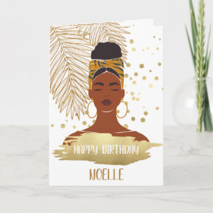 Black Woman, Guld Tropical Löv, födelsedagen Kort