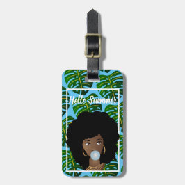 Black Woman, Hej Summer, Tropical Löv, Blue Bagagebricka