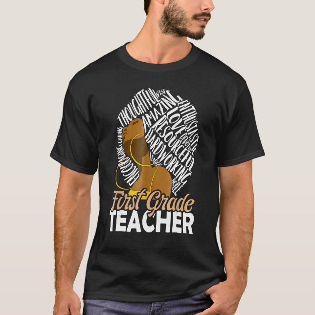 Black Woman History Month First Grade Teacher Mela T Shirt (Framsida)