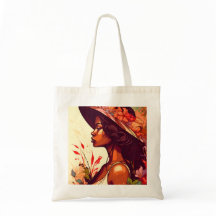 Black Woman i Blommigt Garden Toe Bag