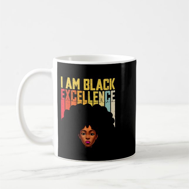 Black Woman I is Black Excellence African American Kaffemugg (Vänster)