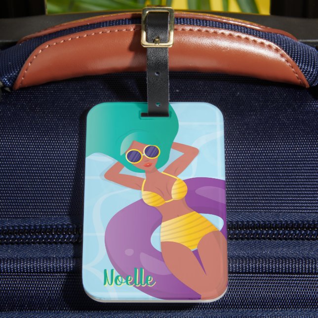 Black Woman i Lounging i Bassäng Bagagebricka (Framsida Insitu 2)