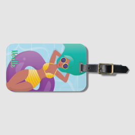 Black Woman i Lounging i Bassäng Bagagebricka