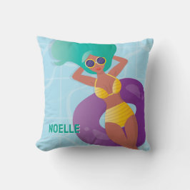 Black Woman i Lounging i Bassäng Kudde