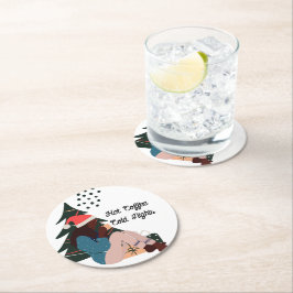 Black Woman Illustrated jul Underlägg Papper Rund