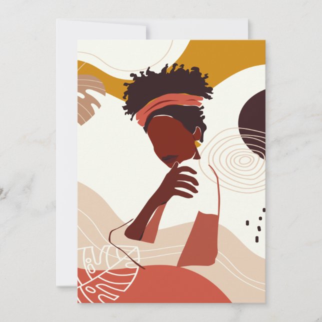 Black Woman Illustration Art, Porträtt Print Inbjudningar (Framsida)