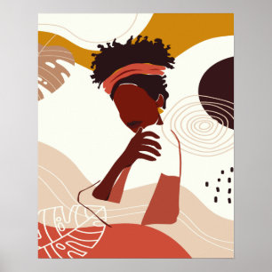 Black Woman Illustration Art, Porträtt Print Poster