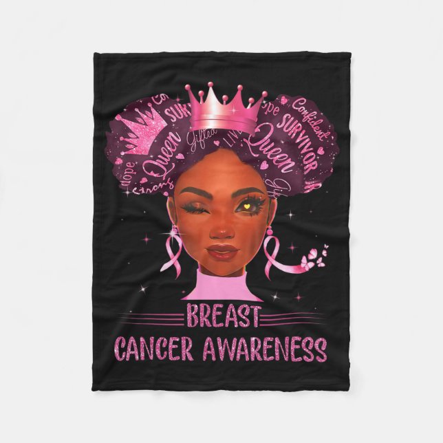 Black Woman In October We Wear Pink Breast Cancer  Fleecefilt (Framsidan)