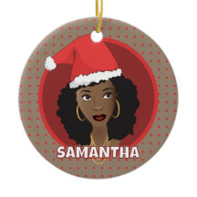 Black Woman-jultomten Hat, Red Dots, Brown