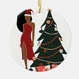 Black Woman Leo Zodiac-julprydnad Julgransprydnad Keramik